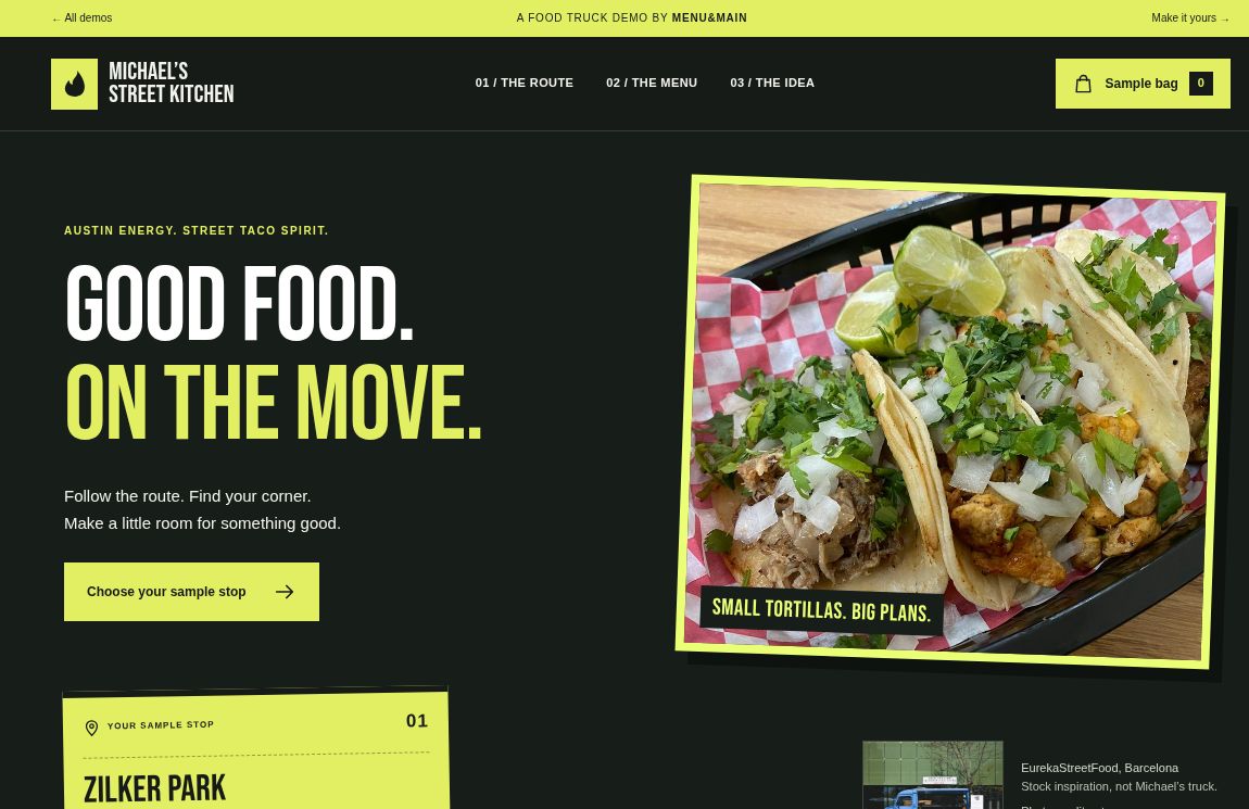 Michael’s Street Kitchen fictional demo website preview